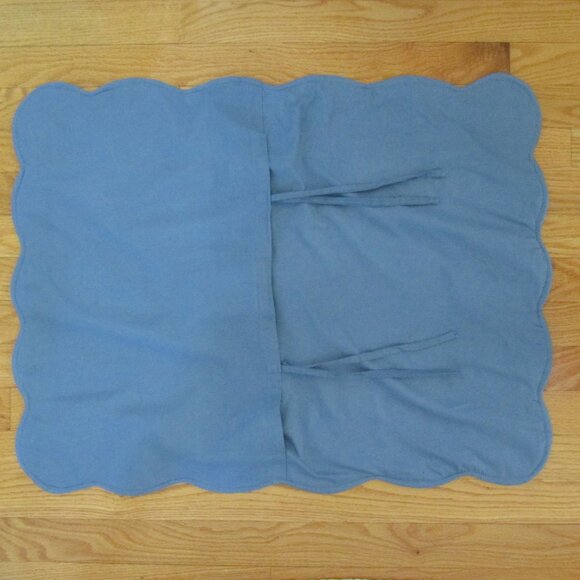 SUNBURST INTERNATIONAL BLUE SCALLOPPED QUILTED PILLOW CASE SHAM SET of 2 BED COT - Picture 6 of 8